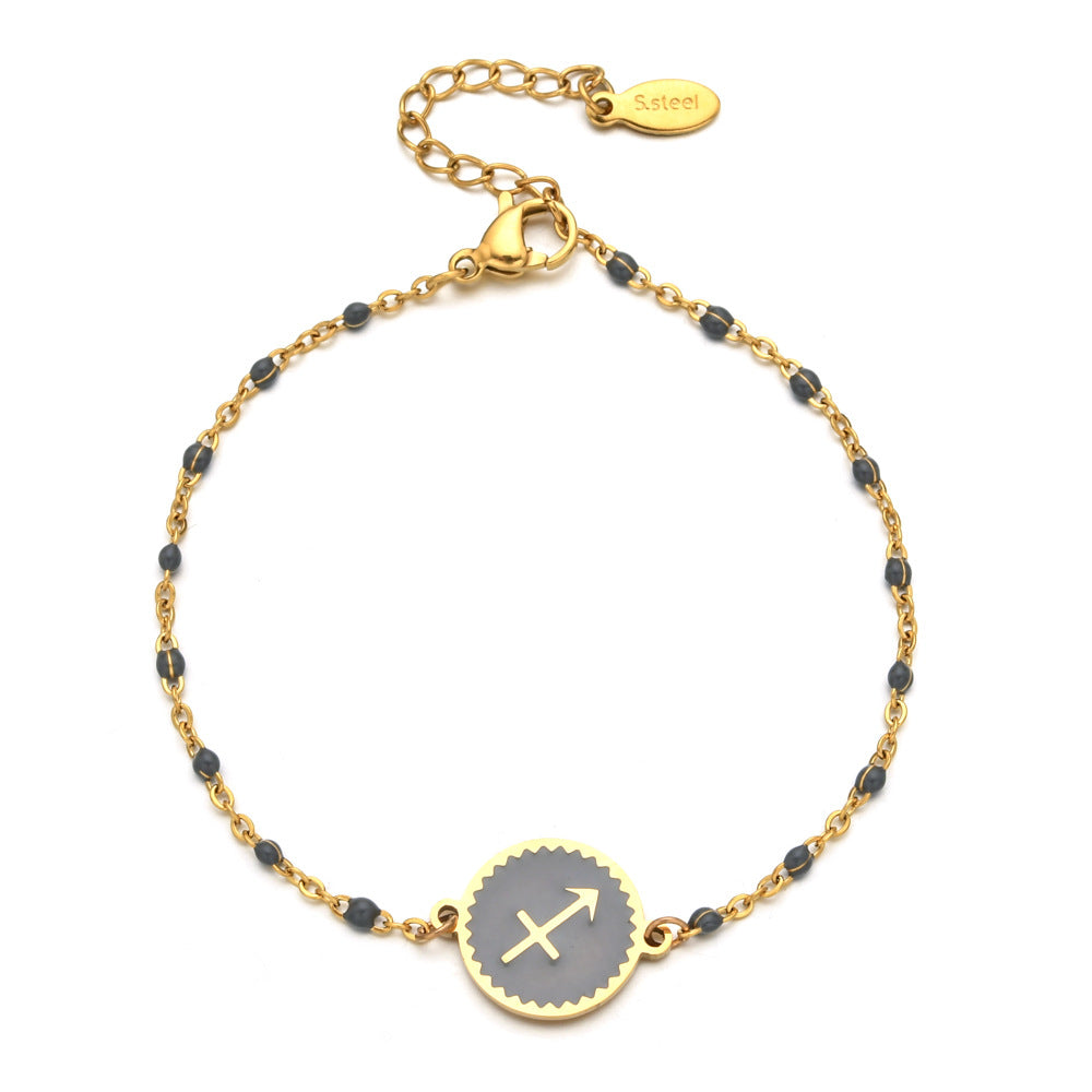Wholesale Stainless Steel Drip Oil 12 Constellation Pattern Bracelet